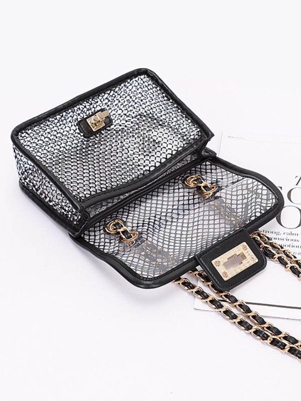 BNWT Brand New Transparent Rhinestone Mesh Convertible Crossbody Shoulder Bag - Picture 5 of 5